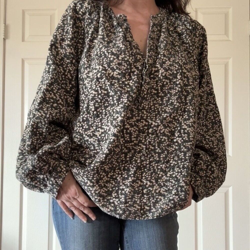 Universal Thread Womens Peasant Top XL Corduroy Floral Boho Cottagecore Fairy